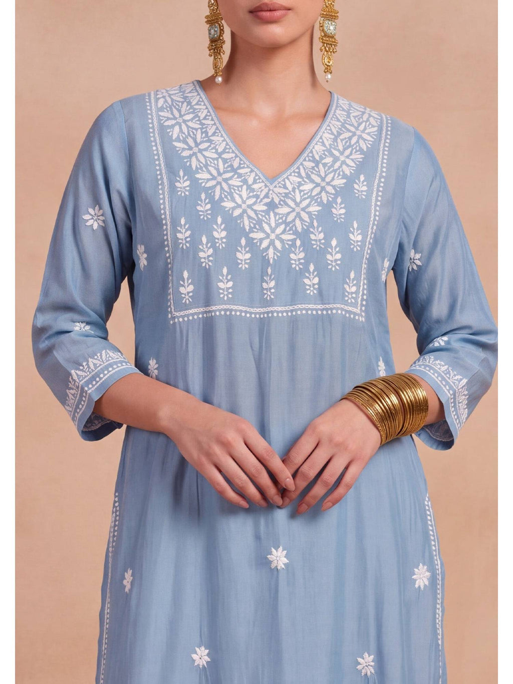Women's Chanderi Long Kurta - Rust | KDG - view 11