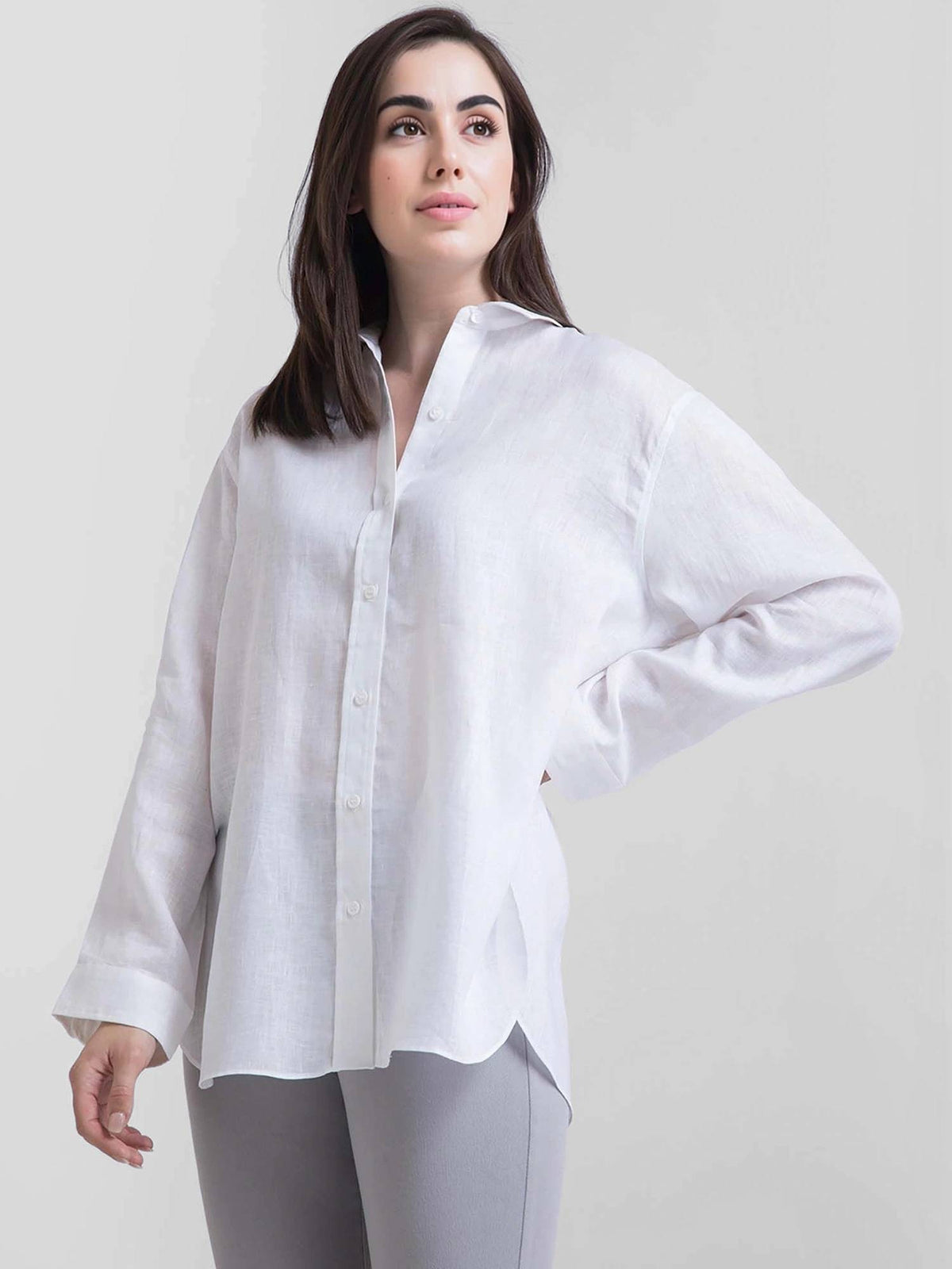White Solid Regular Shirt | S67 - view 2