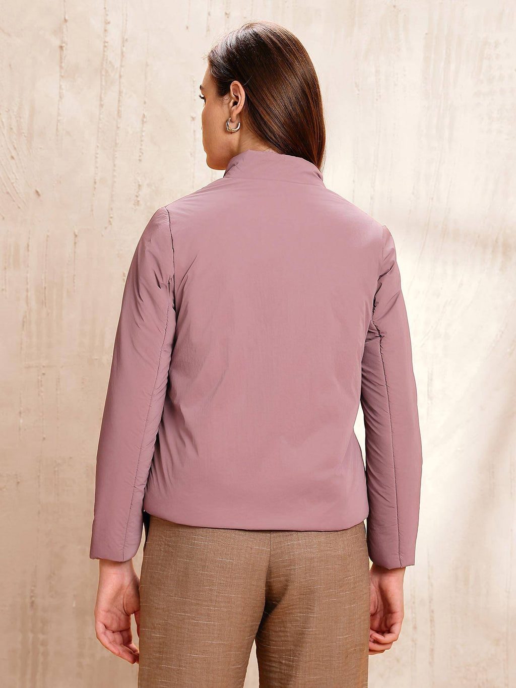 Pink Solid Regular Fit Puffer Jacket | JC78 - view 5