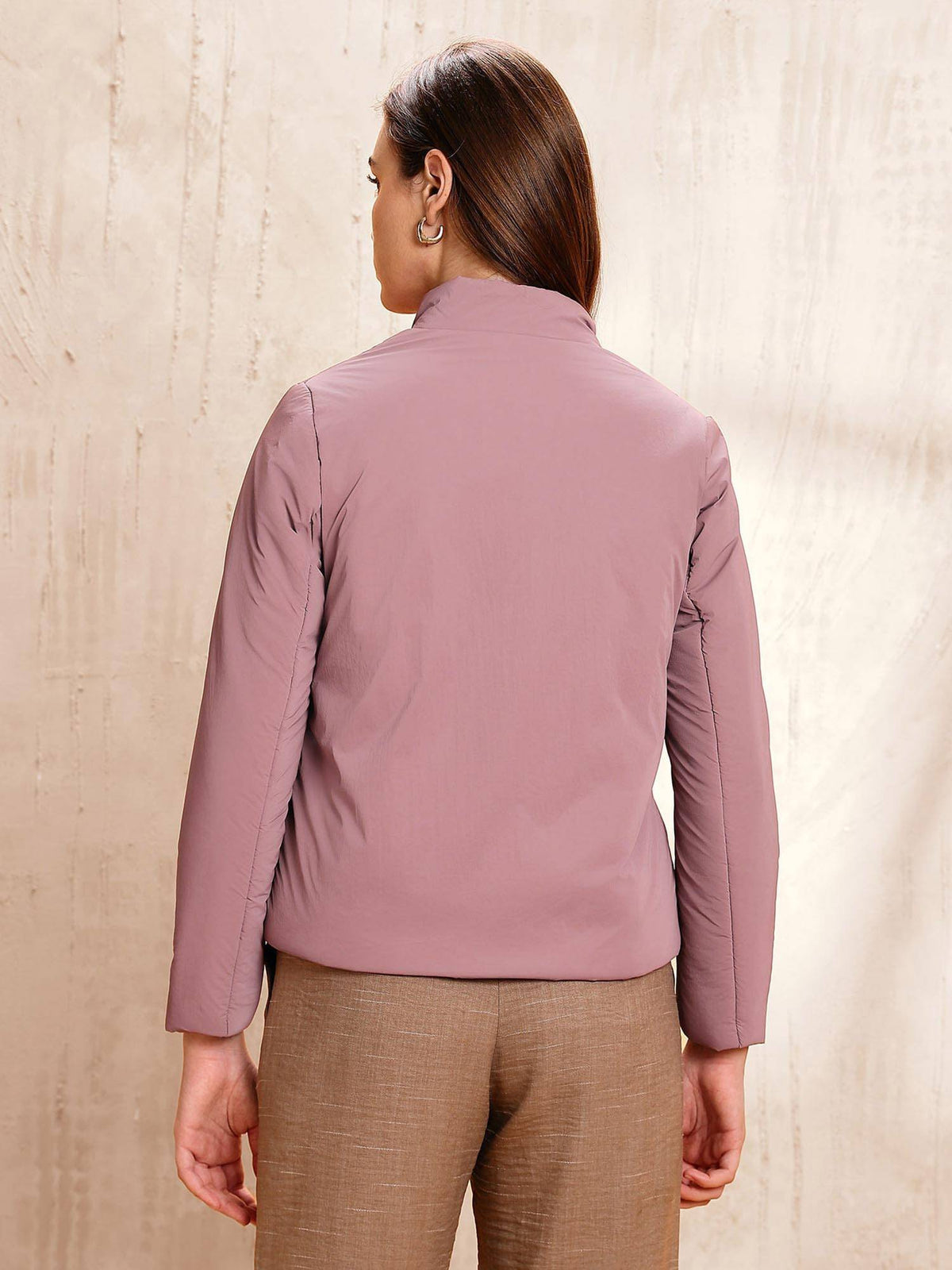 Pink Solid Regular Fit Puffer Jacket | JC78 - view 5