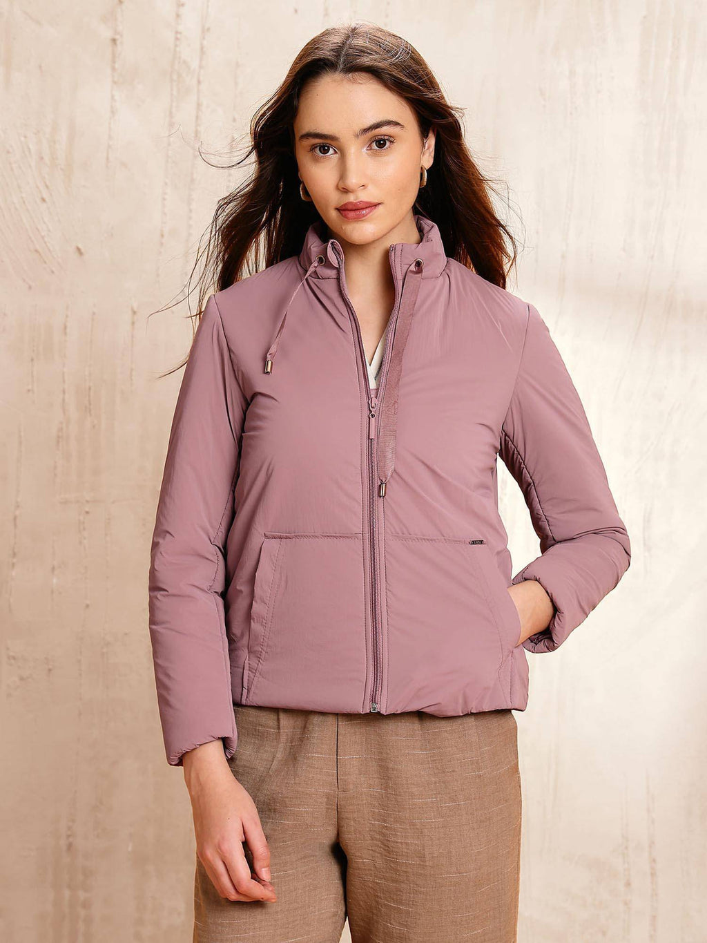 Pink Solid Regular Fit Puffer Jacket | JC78 - view 6