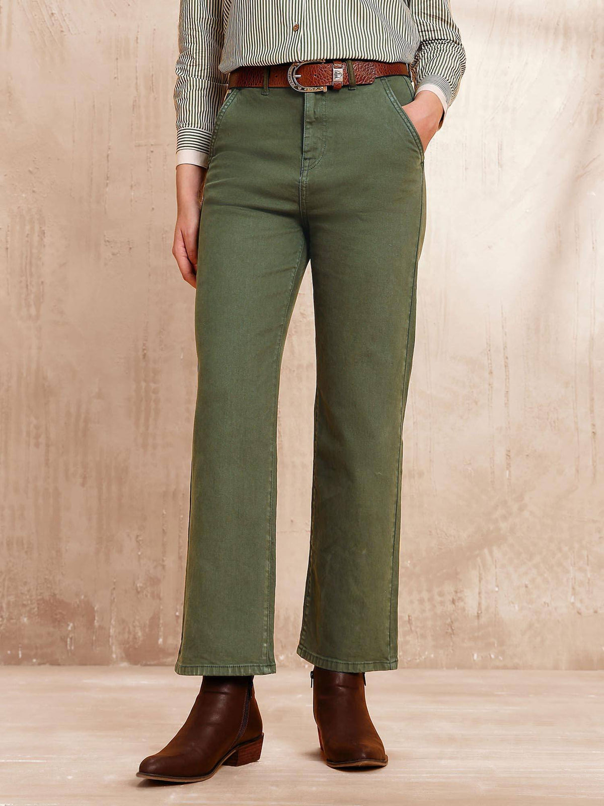 Green High Rise Straight Fit Jeans | ST23 - view 1