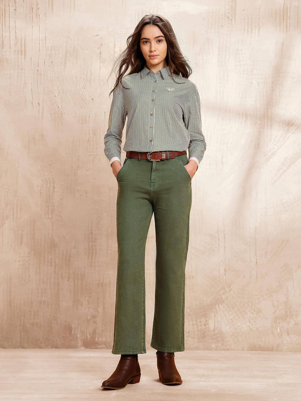 Green High Rise Straight Fit Jeans | ST23 - view 3