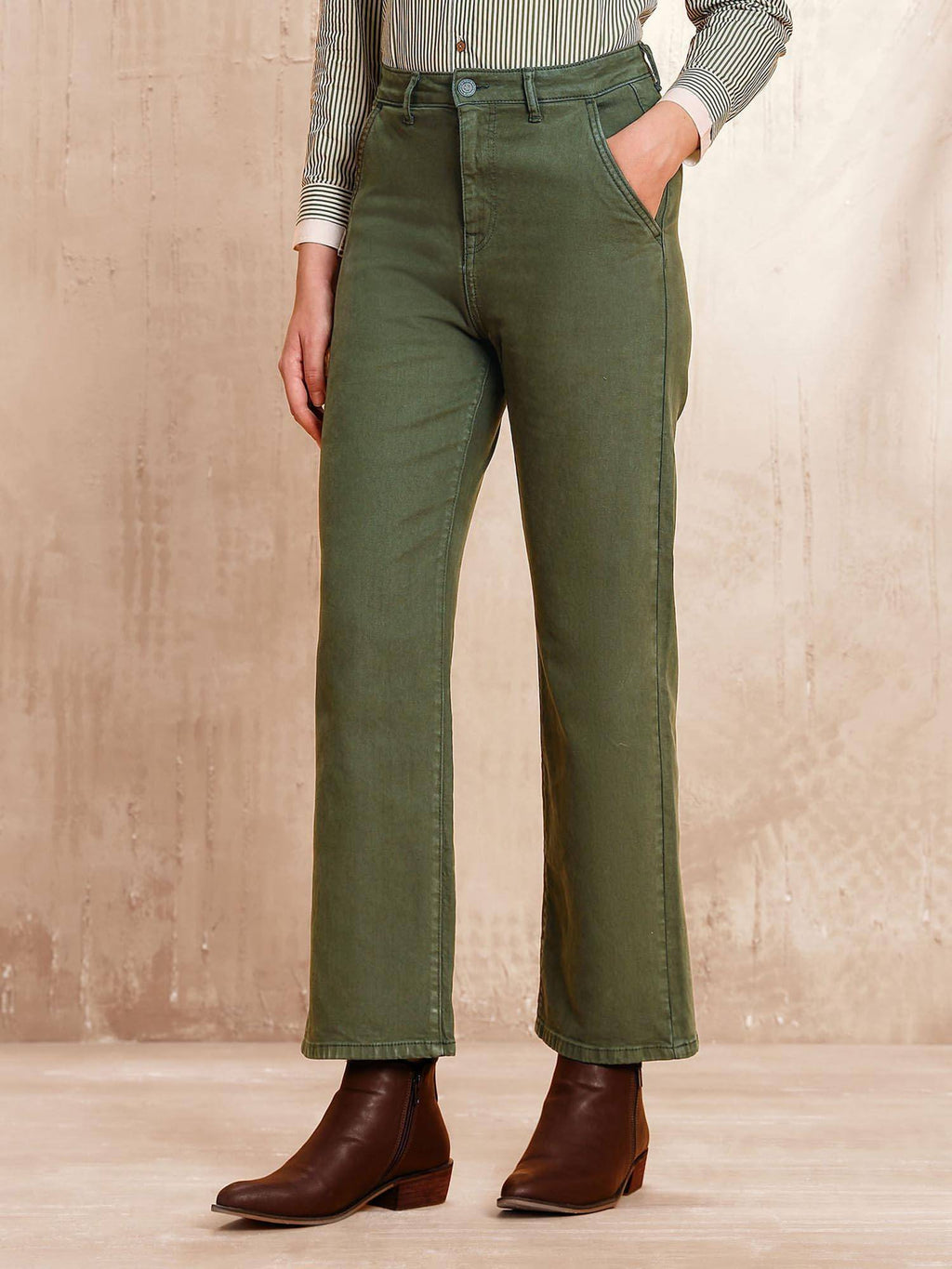 Green High Rise Straight Fit Jeans | ST23 - view 4