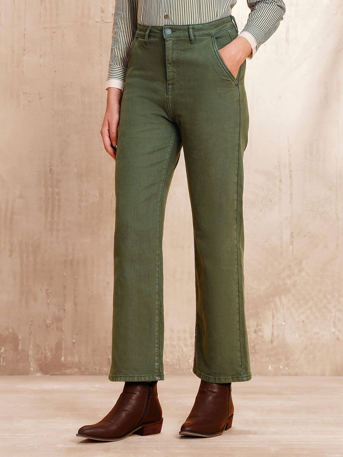 Green High Rise Straight Fit Jeans | ST23 - view 4