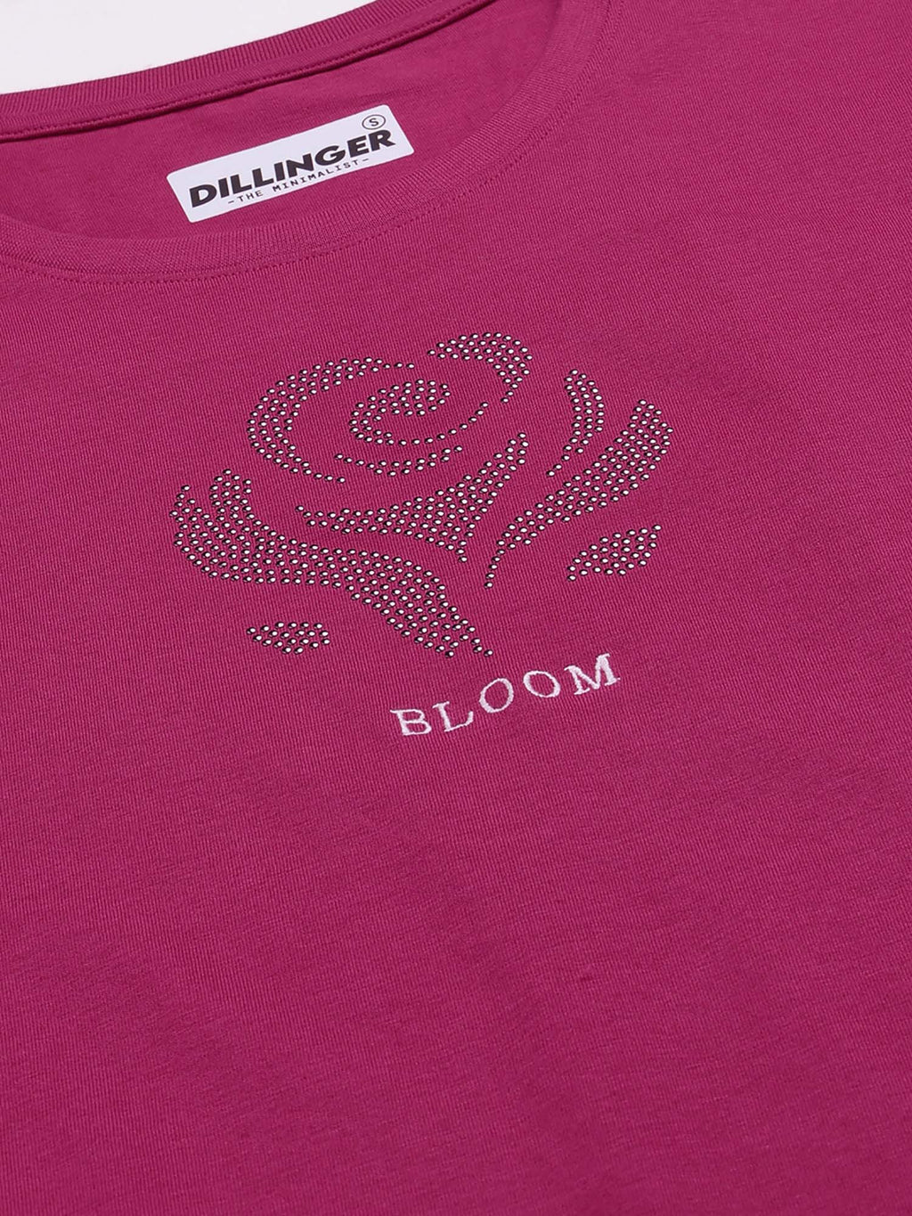 Pink Womens Stud Detailed Boxy Regular Round Neck T-Shirt | TS56 - view 2