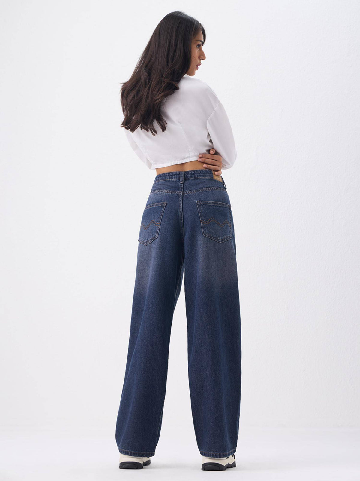 Baggy Fit Denim Pacific Fade Women Wide Leg Jeans | BG78 - view 2