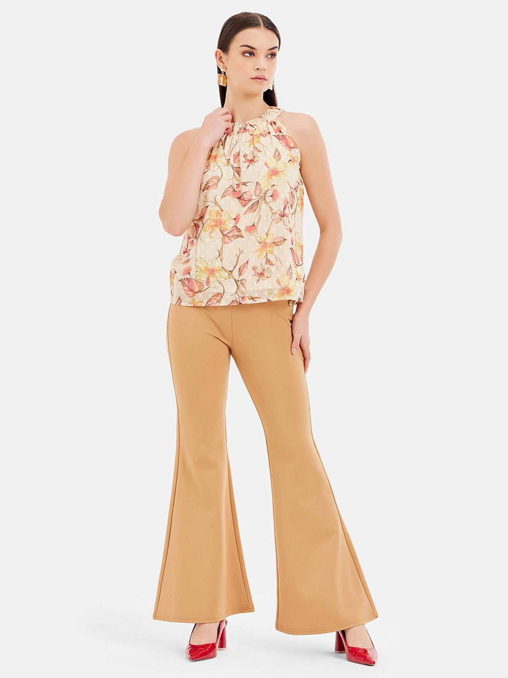 Floral Printed Halter Neck Top With Back Tie-Up | HT67 - view 2
