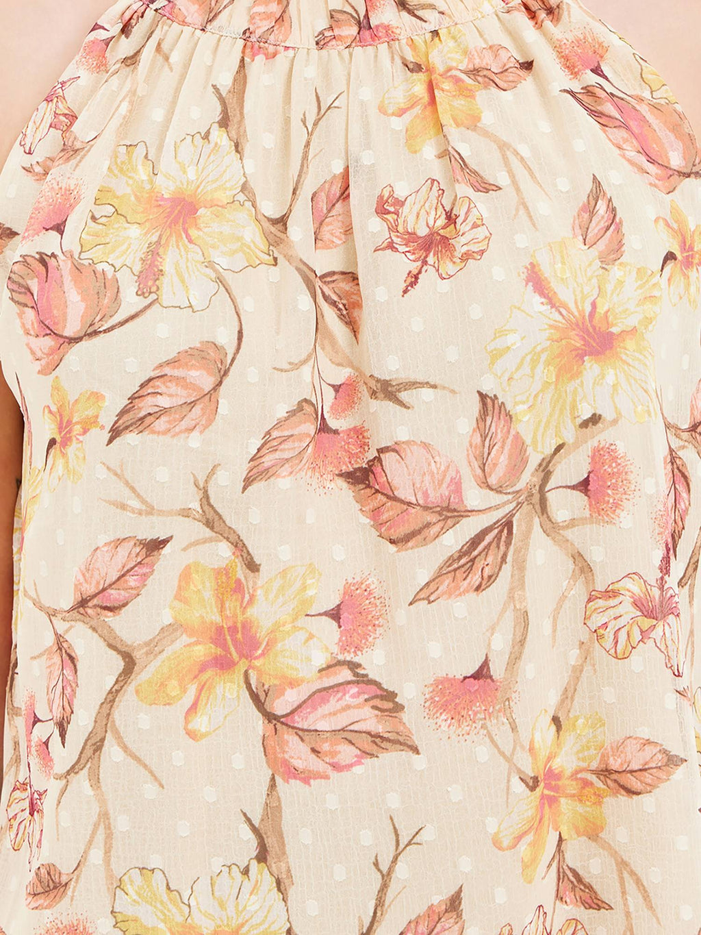 Floral Printed Halter Neck Top With Back Tie-Up | HT67 - view 4