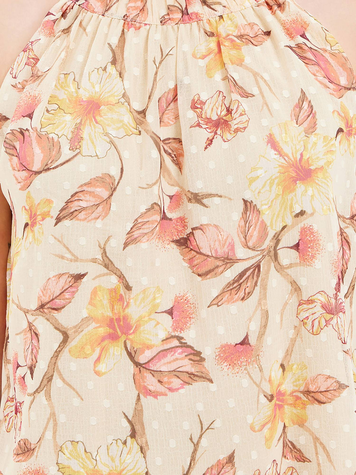 Floral Printed Halter Neck Top With Back Tie-Up | HT67 - view 4