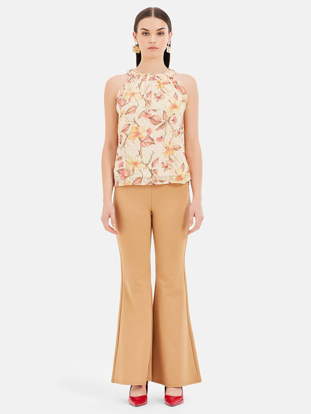 Floral Printed Halter Neck Top With Back Tie-Up | HT67 - view 6