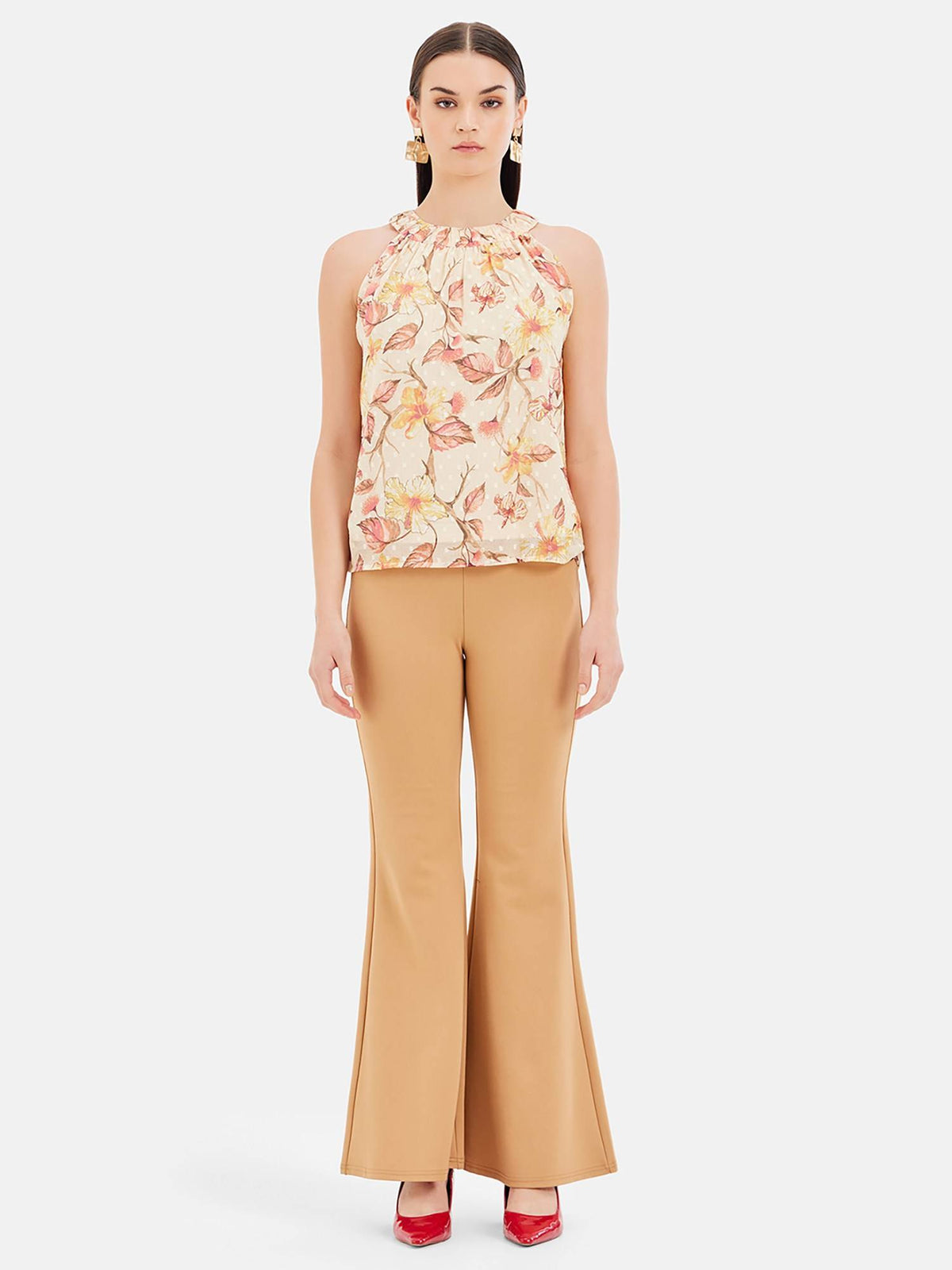 Floral Printed Halter Neck Top With Back Tie-Up | HT67 - view 6