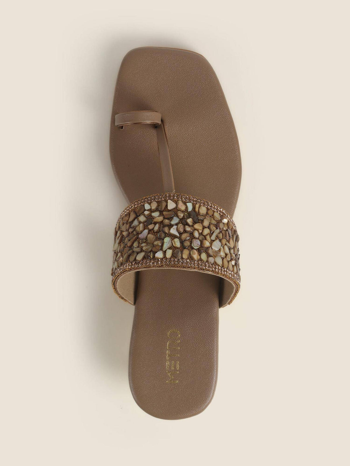 Beige Synthetic Party Sandals Heels | H78 - view 4