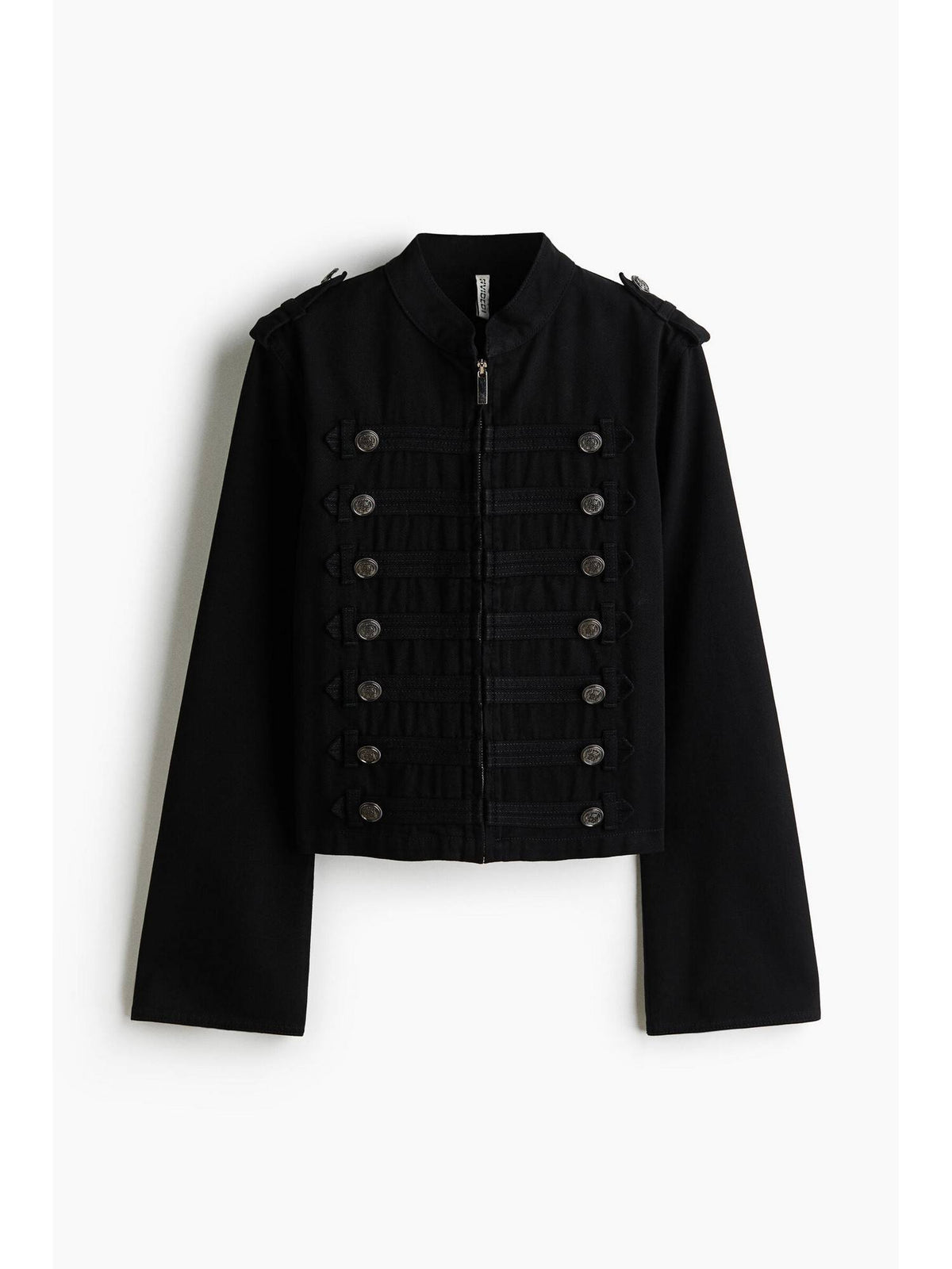 Women Black Button-Detail Cotton Twill Jacket | JC78 - view 5