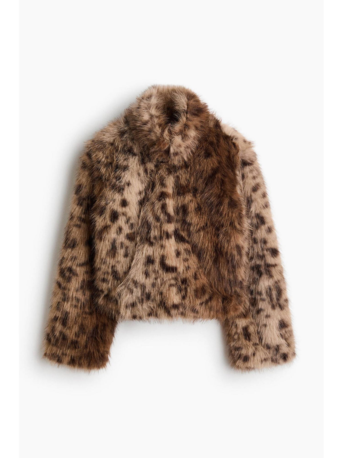 Women Brown Fluffy Funnel-Collar Jacket | JC78 - view 1