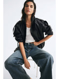 Women Black Oversized Coated Jacket | JC78 - view 1
