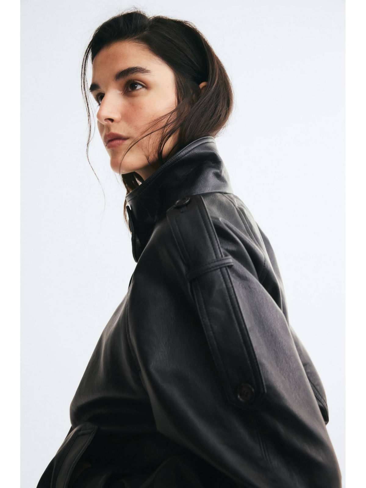 Women Black Oversized Coated Jacket | JC78 - view 5