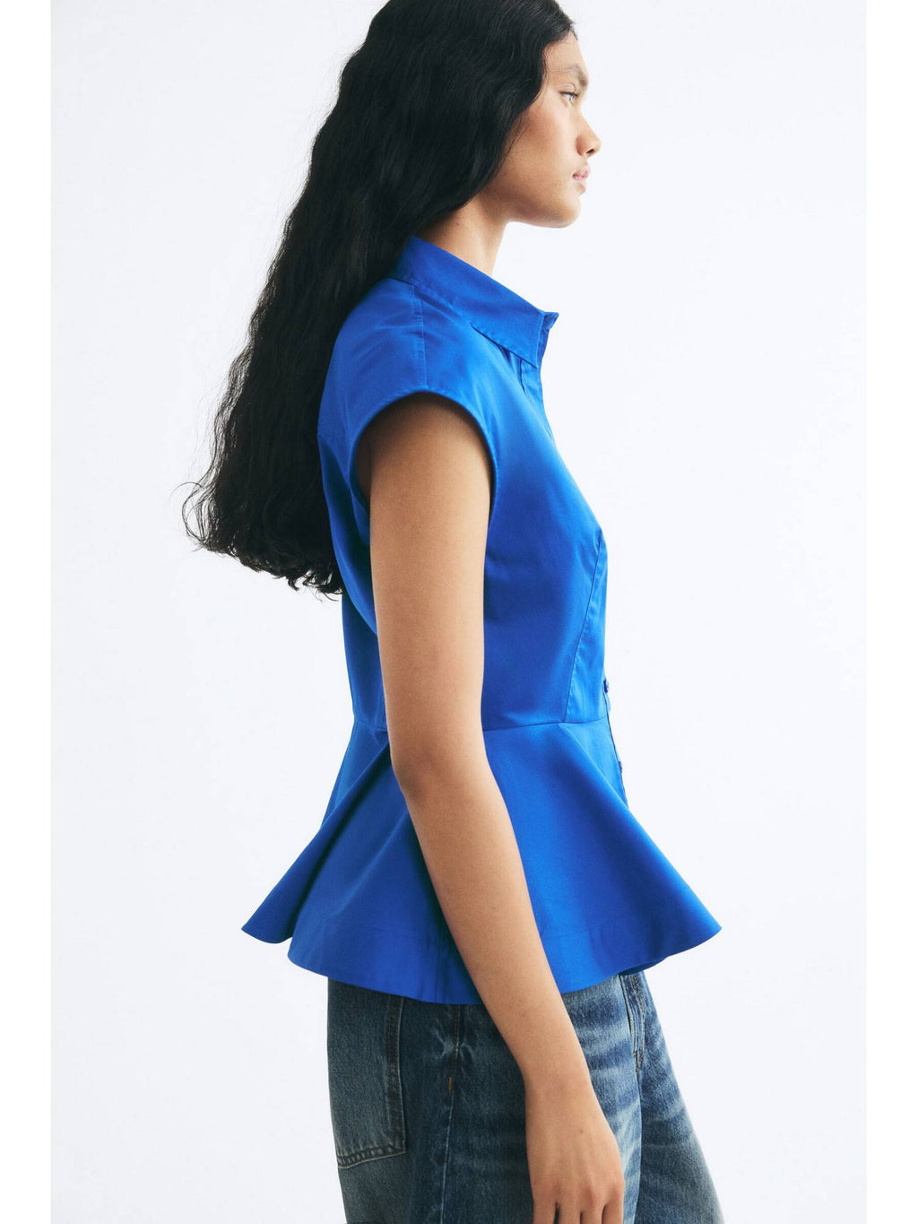 Women Blue Cotton Peplum Top | pt51 - view 4