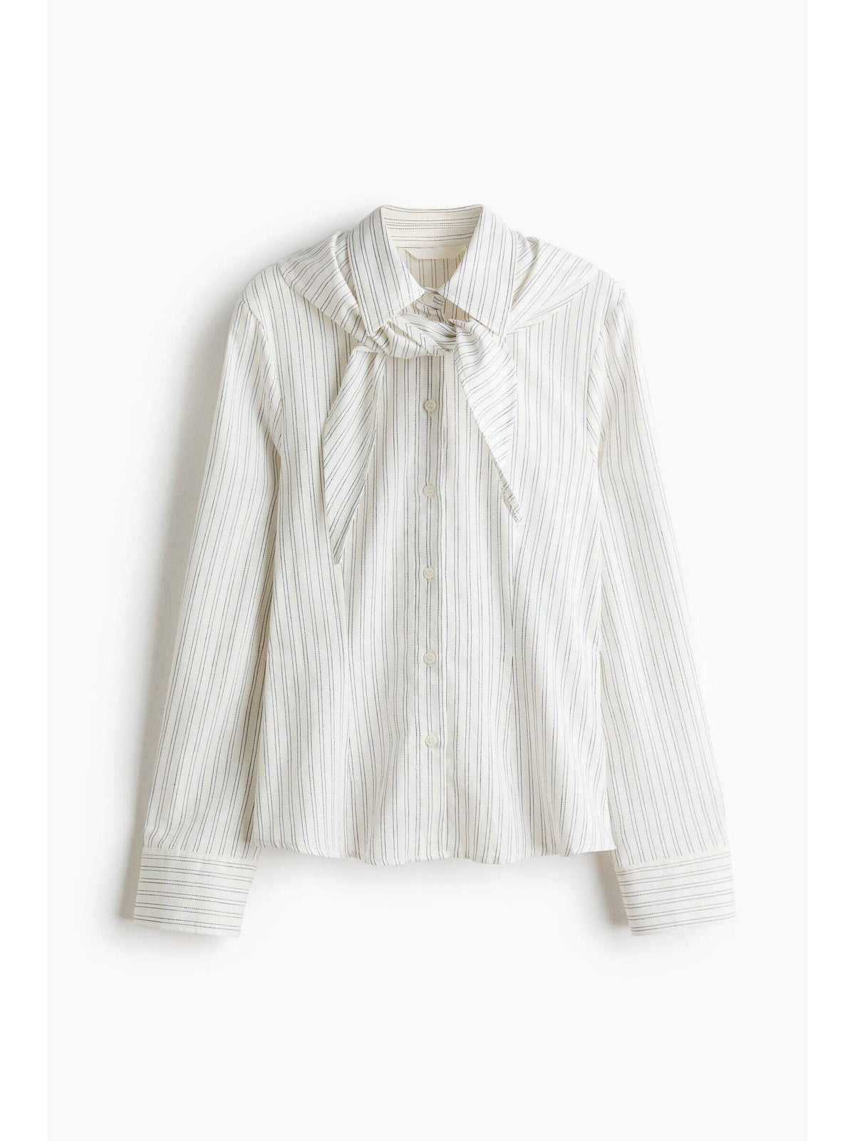 Women White Scarf-Detail Cotton Shirt | S67 - view 1