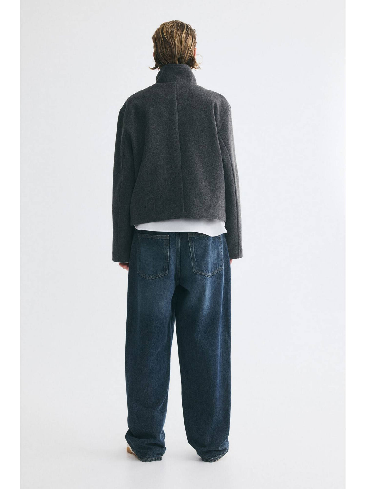 Women Charcoal Felted Funnel-Collar Jacket | JC78 - view 5