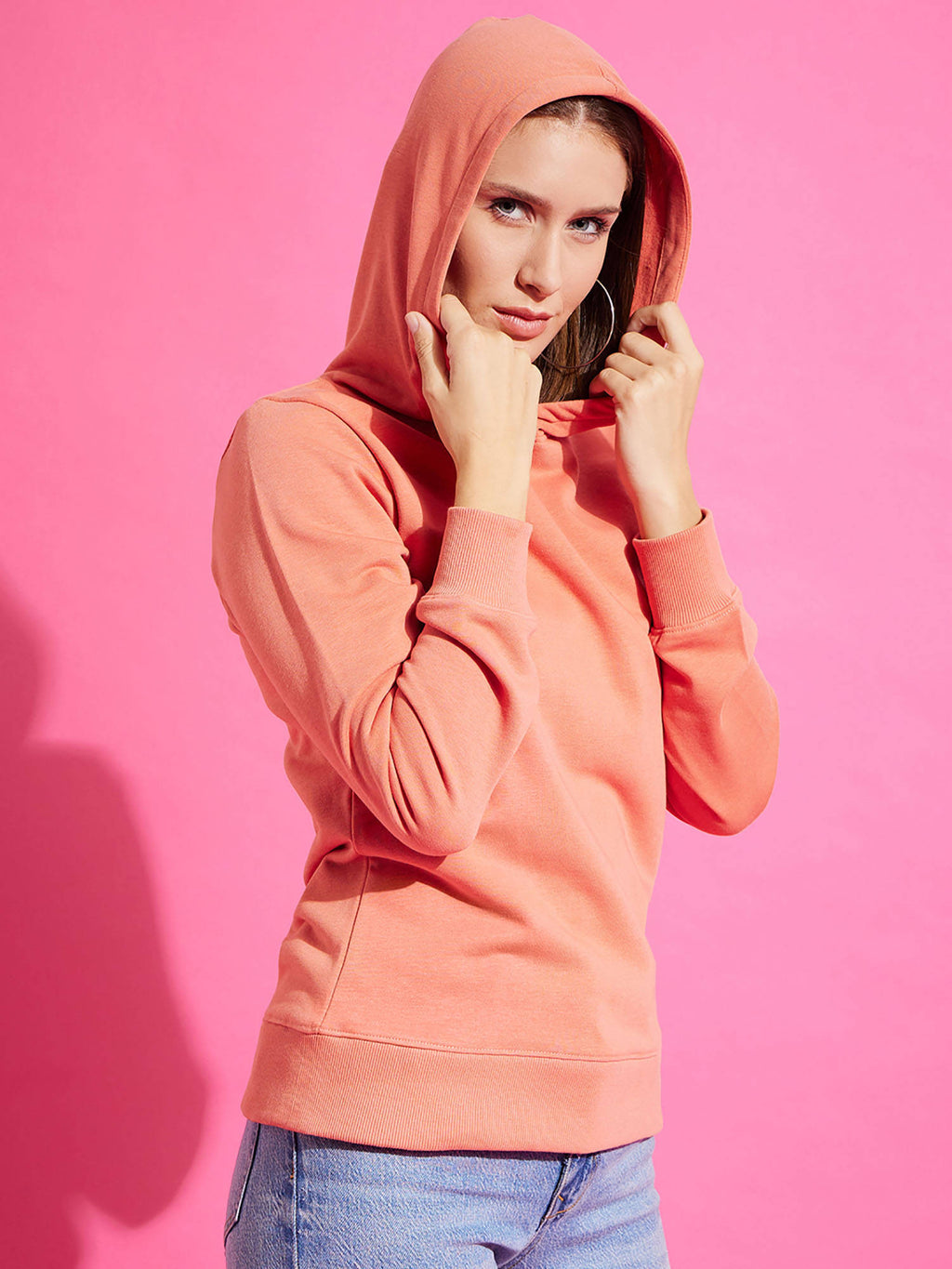 Womens Solid Hooded Sweatshirt | HD56 - view 1