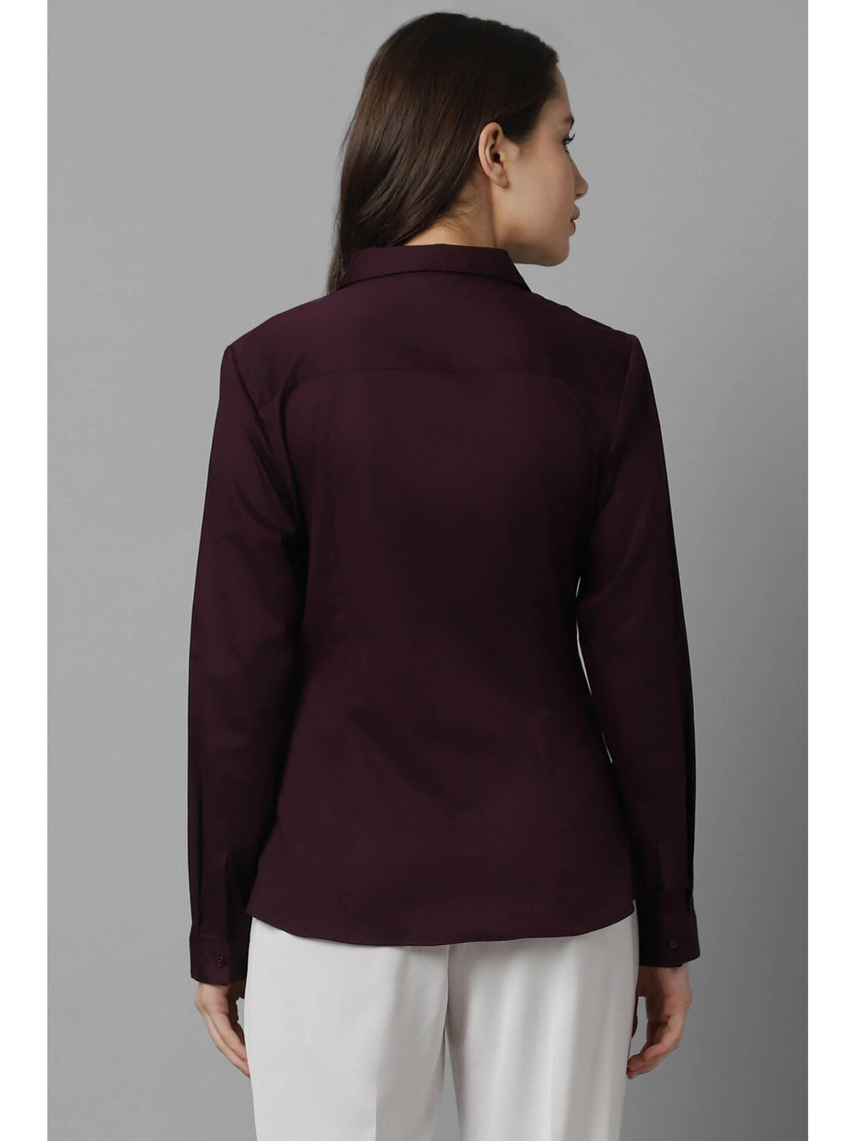 Women Purple Solid Long Sleeves Shirt | S67 - view 3