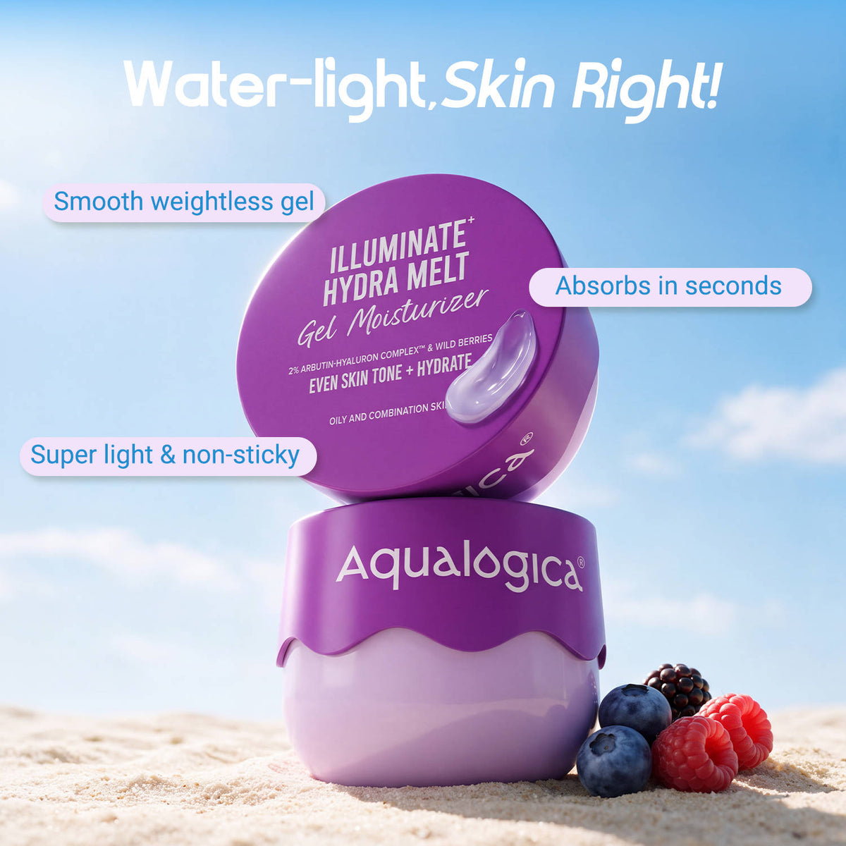 Illuminate + Hydra Gel Moisturizer With Alpha Arbutin For 24 Hour Intense Hydration | FC3 - view 2