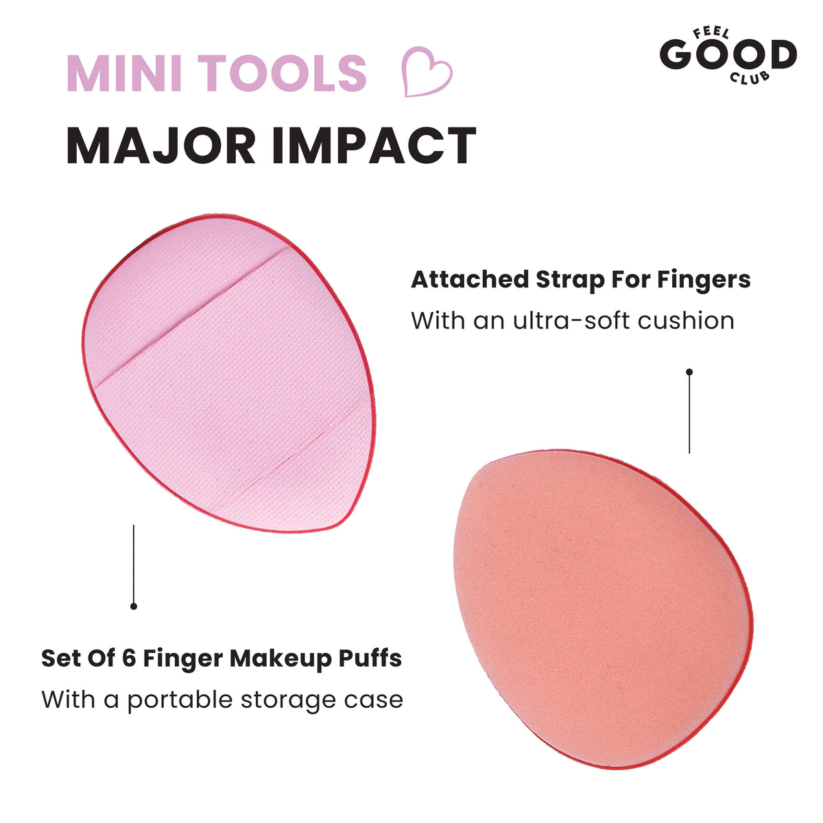 Set Of 6 Finger Puffs With A Storage Case Mini Makeup Cushion Blender Sponges | C83 - view 3