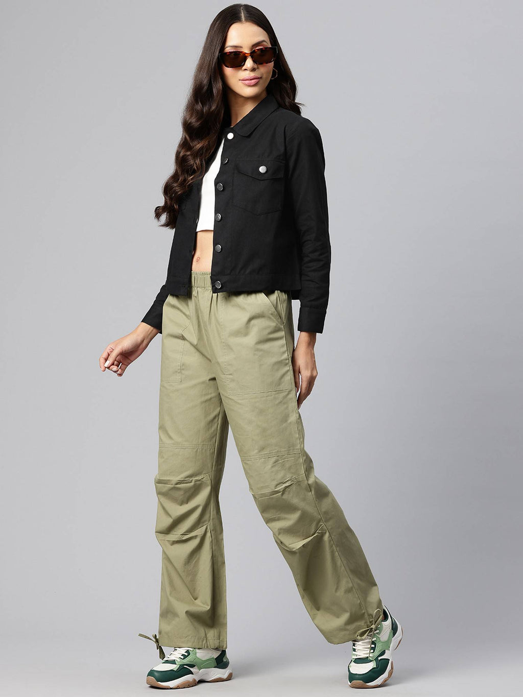 Women's Black Solid Pure Cotton Denim Jacket | JC78 - view 5