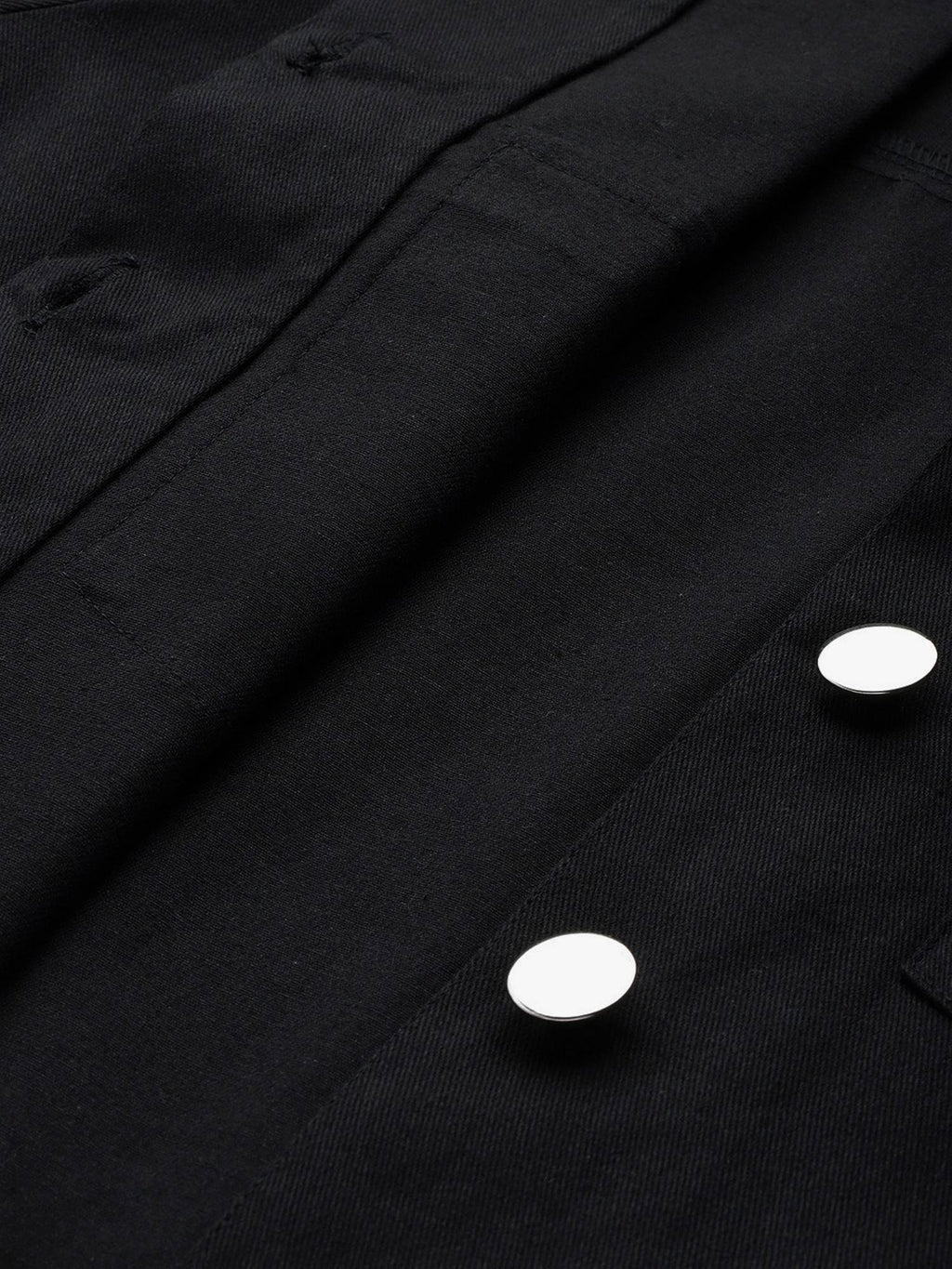 Women's Black Solid Pure Cotton Denim Jacket | JC78 - view 7