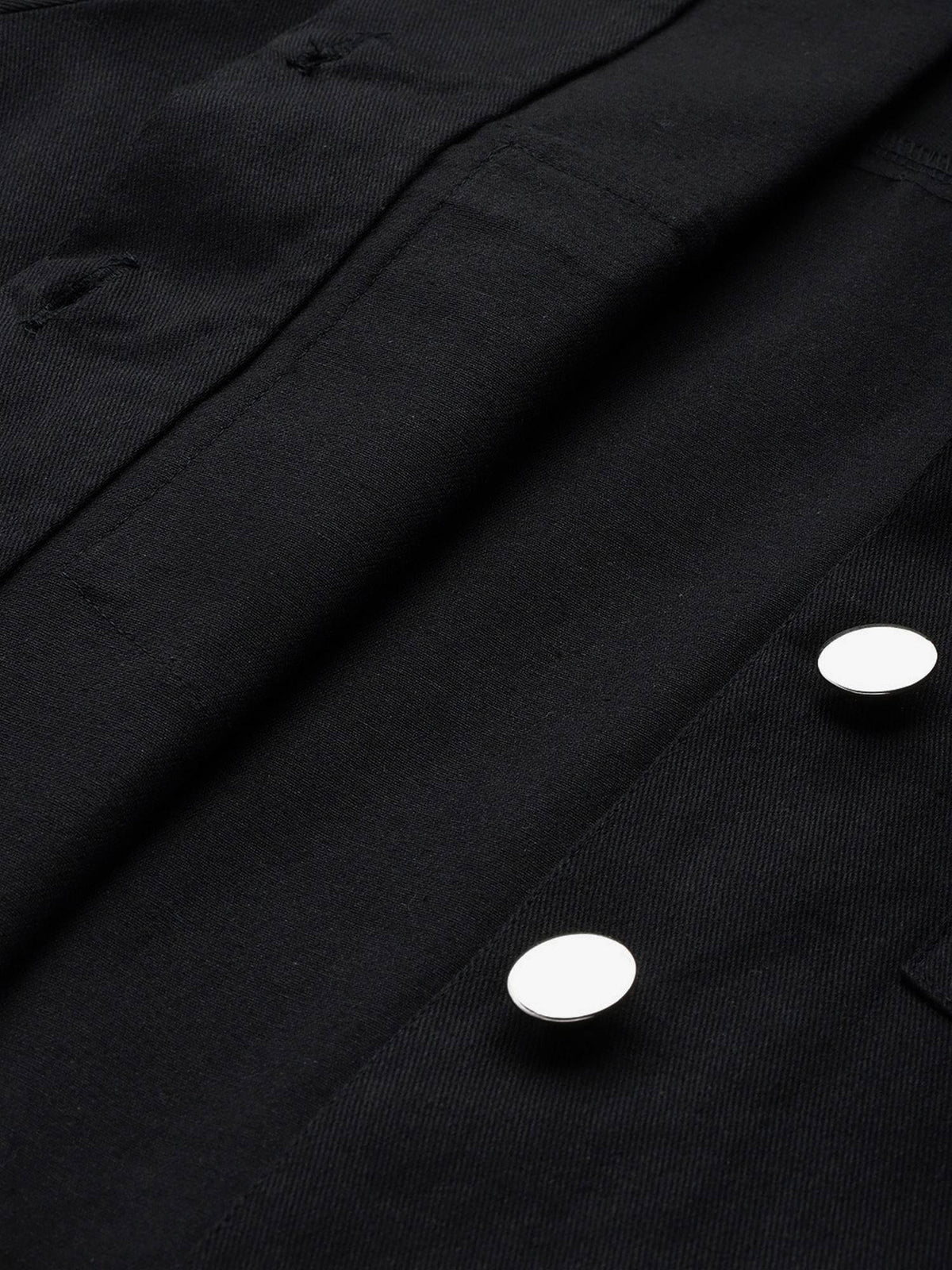 Women's Black Solid Pure Cotton Denim Jacket | JC78 - view 7