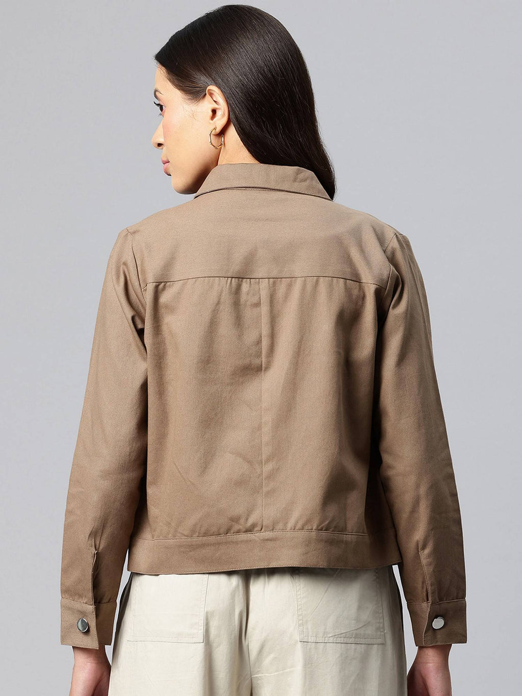 Women's Black Solid Pure Cotton Denim Jacket | JC78 - view 23