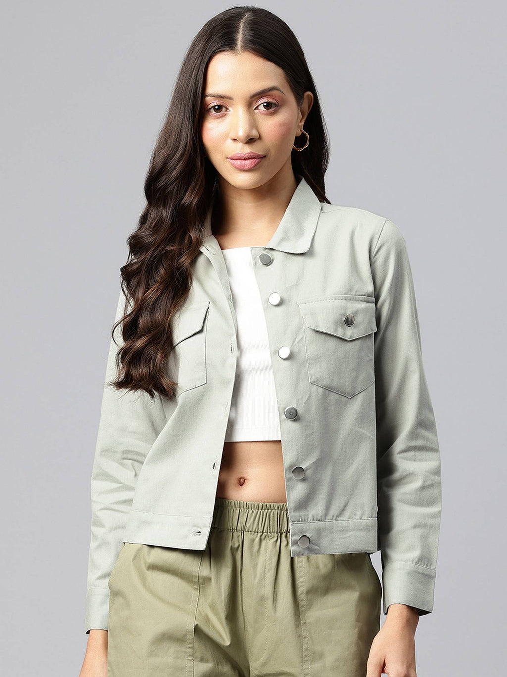Women's Black Solid Pure Cotton Denim Jacket | JC78 - view 15