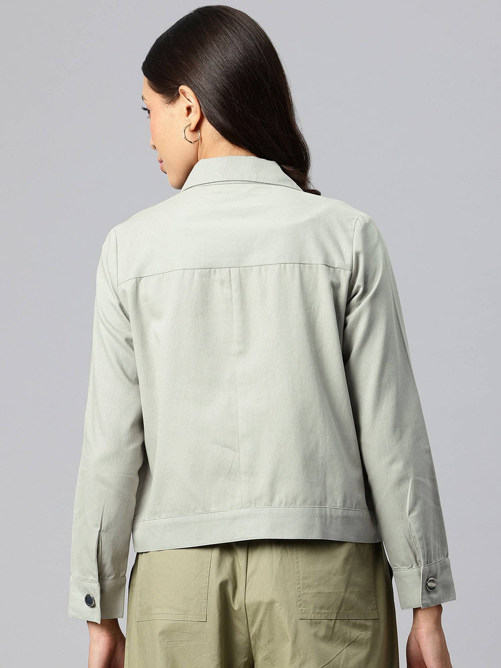 Women's Black Solid Pure Cotton Denim Jacket | JC78 - view 16
