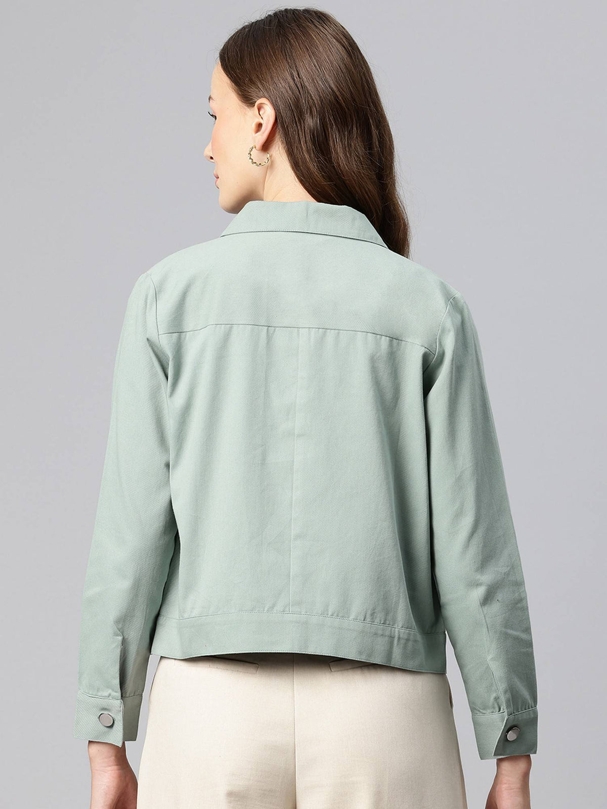 Women's Black Solid Pure Cotton Denim Jacket | JC78 - view 37