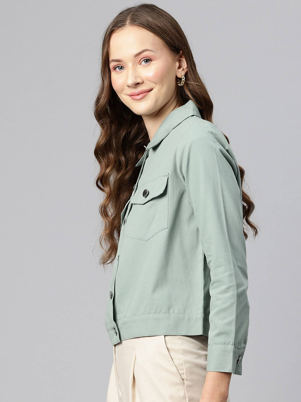 Women's Black Solid Pure Cotton Denim Jacket | JC78 - view 38