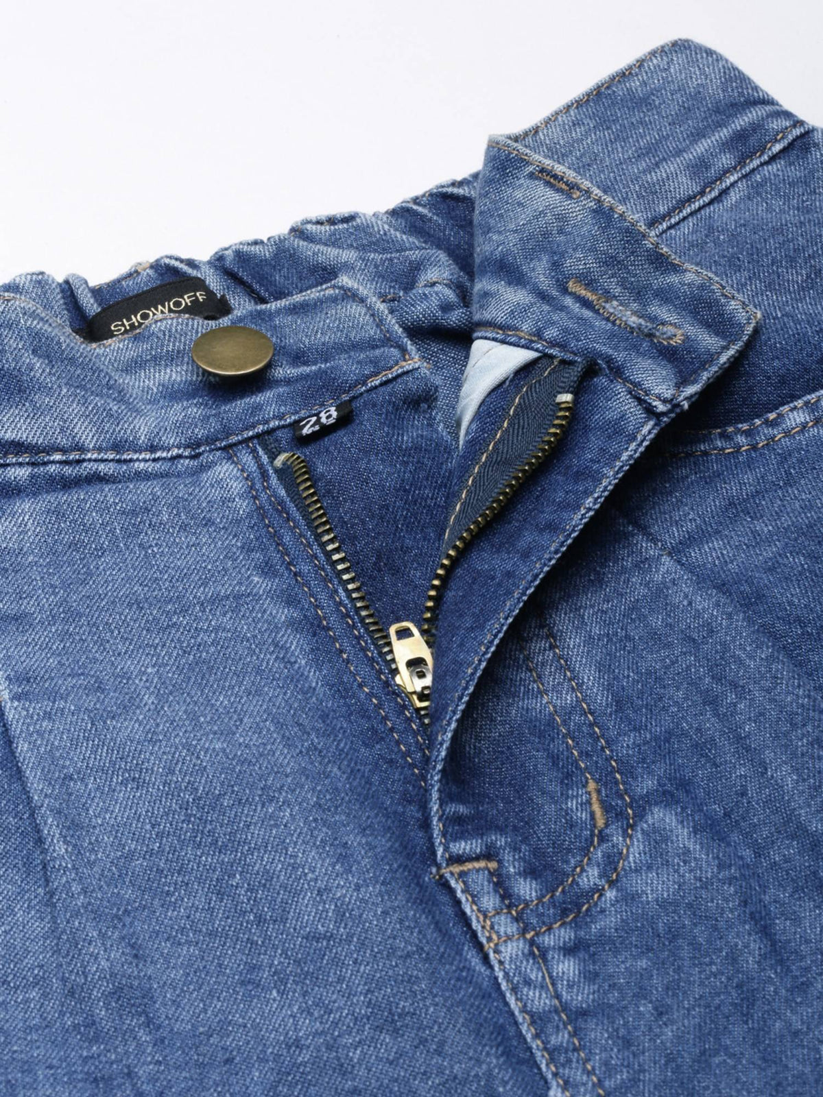 Women Highly Distressed Mid-Rise Blue Wide Leg Denim Jeans | BG78 - view 4