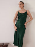Satin Slip Dress - Green | D56 - view 1