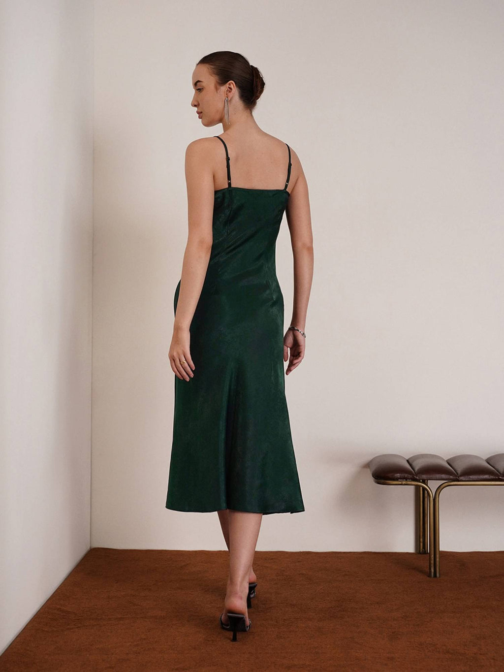 Satin Slip Dress - Green | D56 - view 3