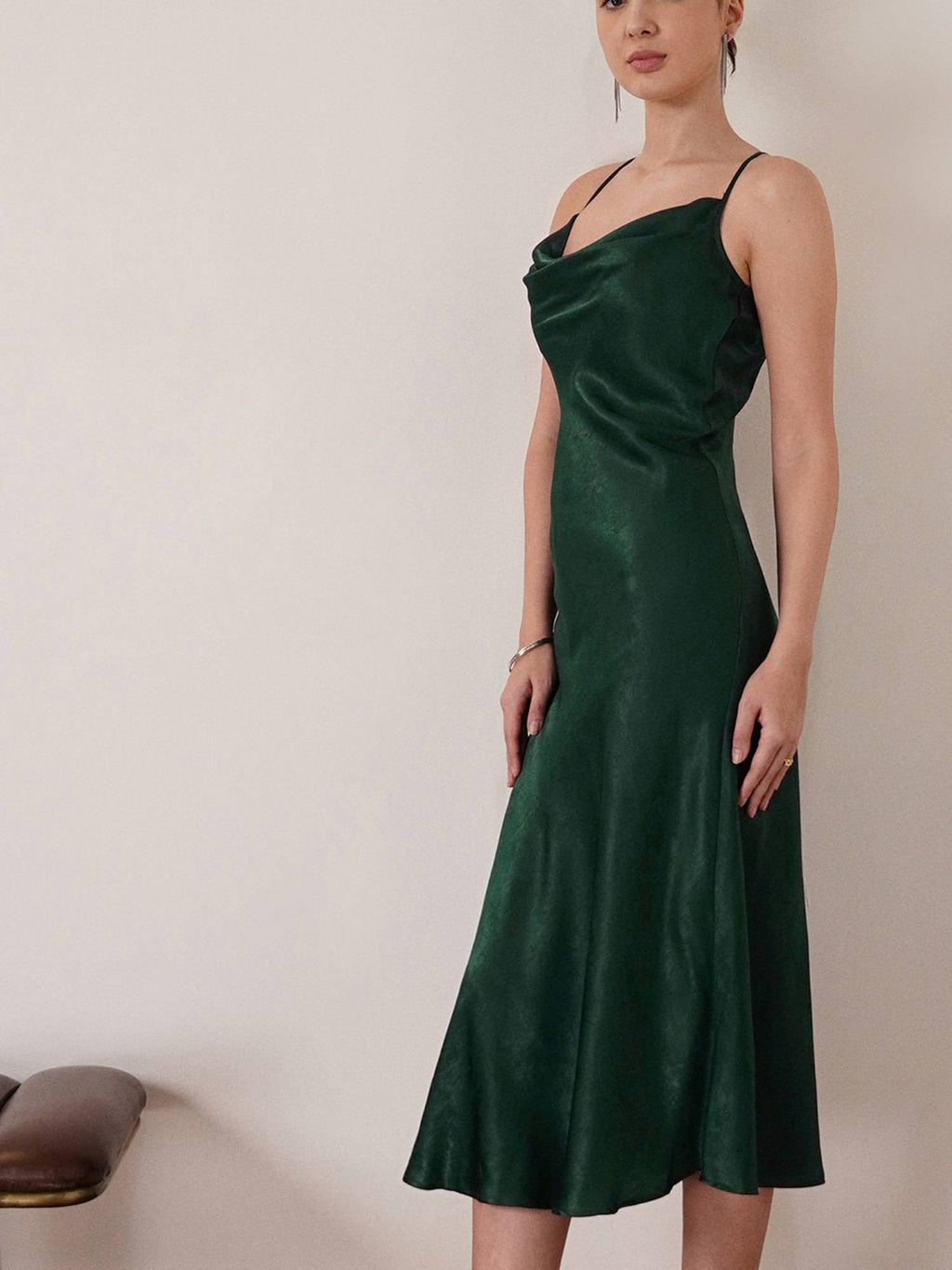 Satin Slip Dress - Green | D56 - view 4