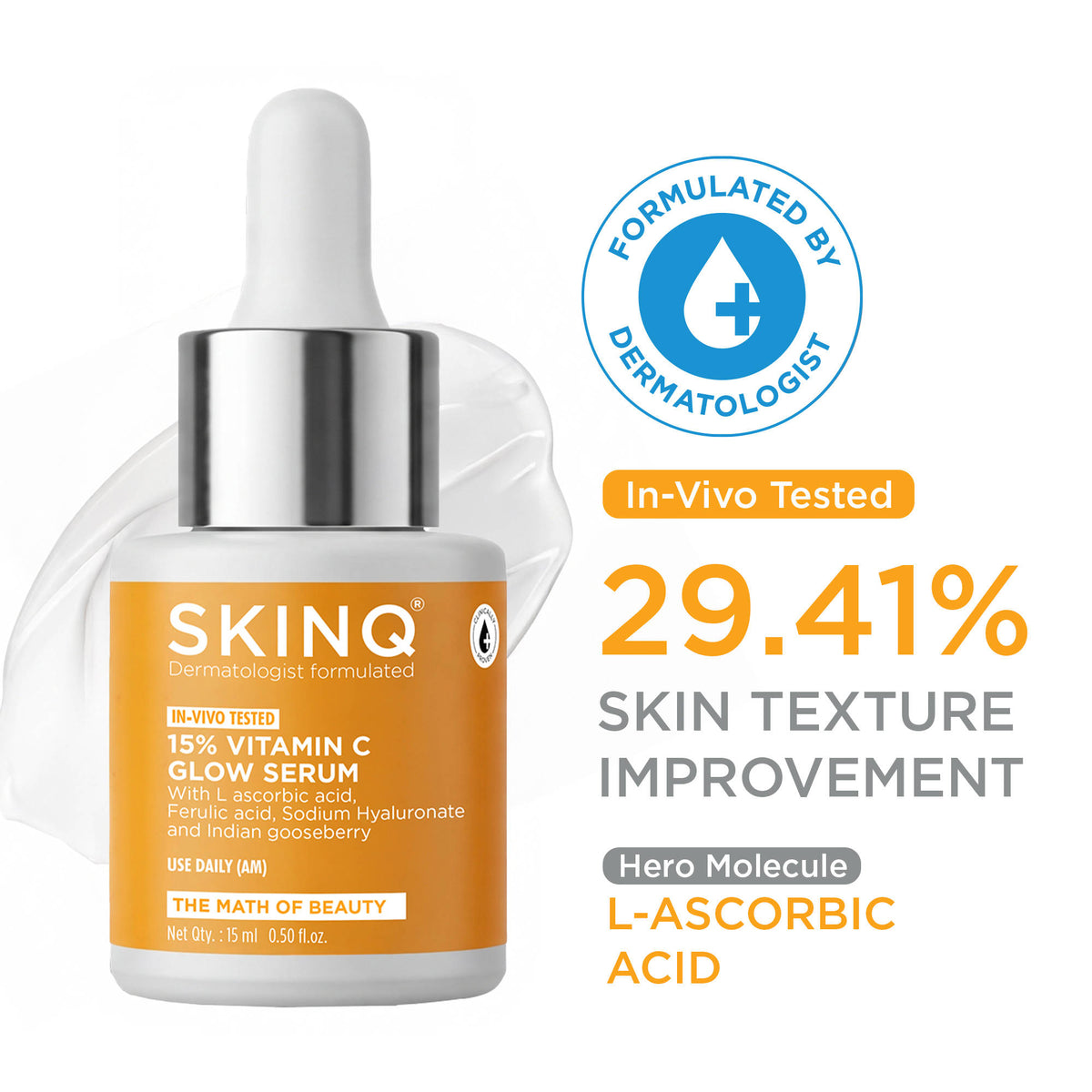 15% Vitamin C Detan Face Serum for Dark Spots & Dull Skin, Brightens & Evens Skin Tone | Z8 - view 1