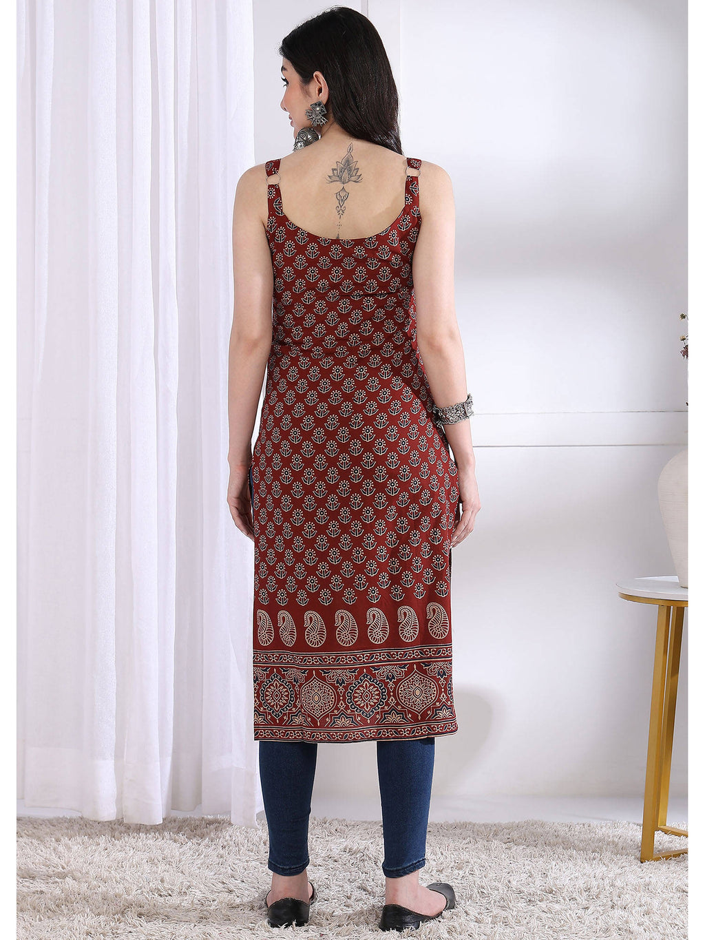 Women Maroon Floral Kurta | FY93 - view 2