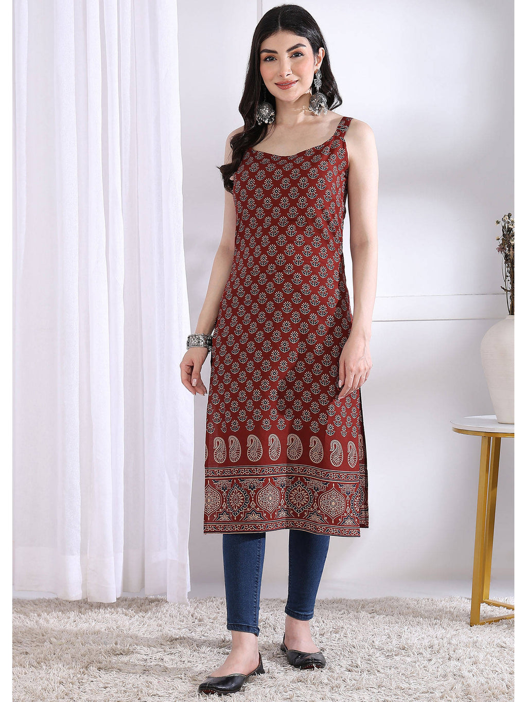 Women Maroon Floral Kurta | KDG - view 7
