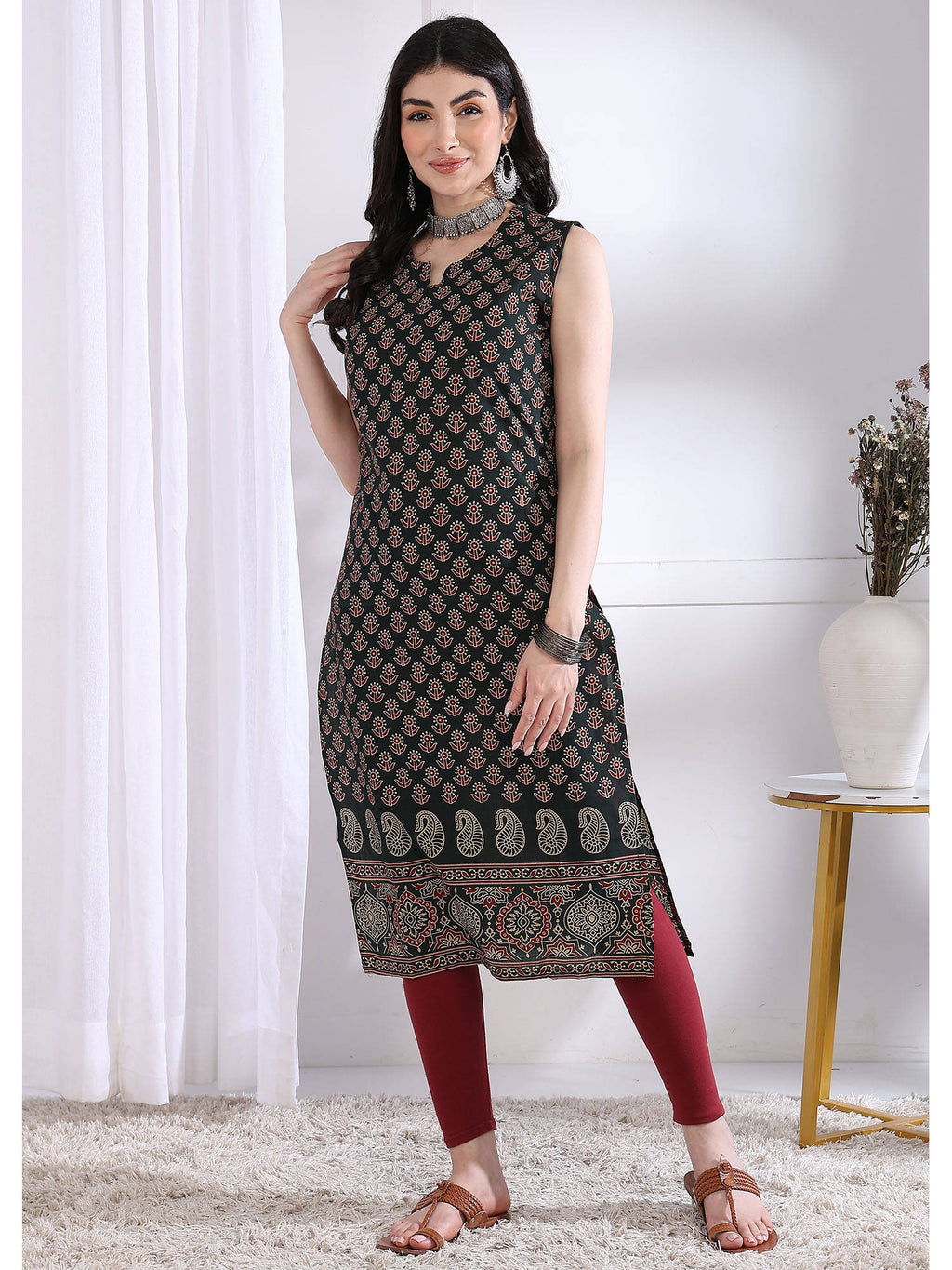 Women Maroon Floral Kurta | FY93 - view 33