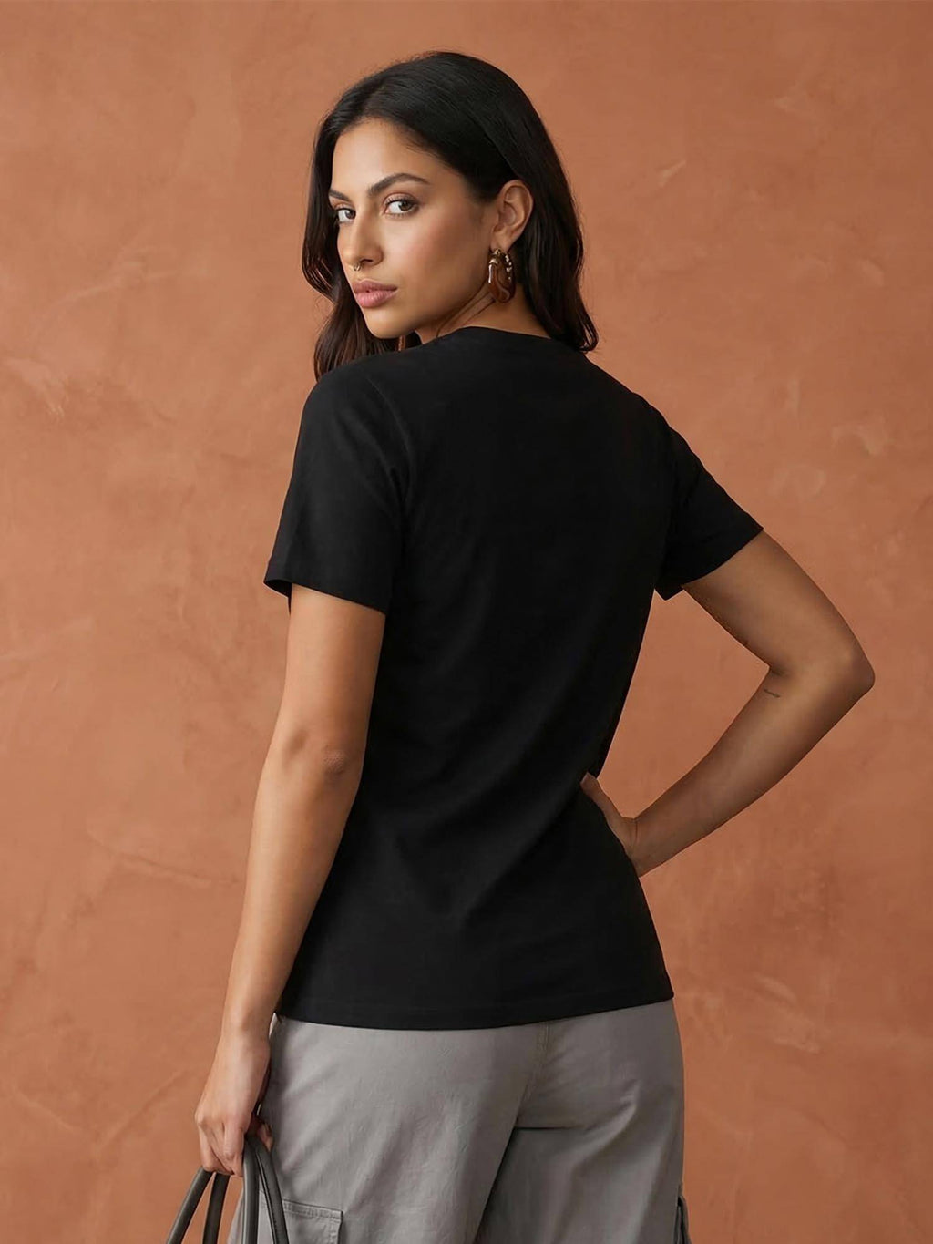 Black Regular Fit Typography T-Shirt | TS56 - view 2