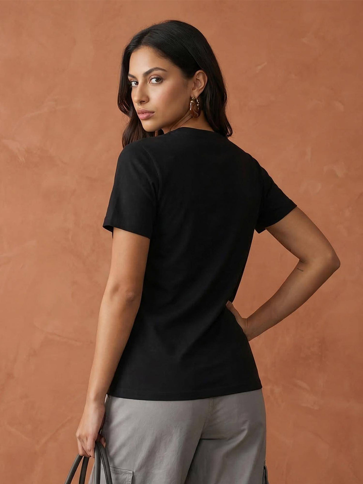 Black Regular Fit Typography T-Shirt | TS56 - view 2