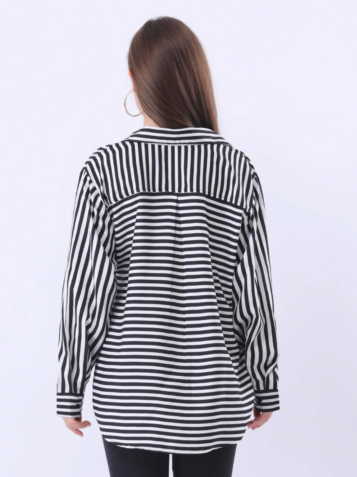 Black and White Stripe Side Tie-Up Shirt | S67 - view 2