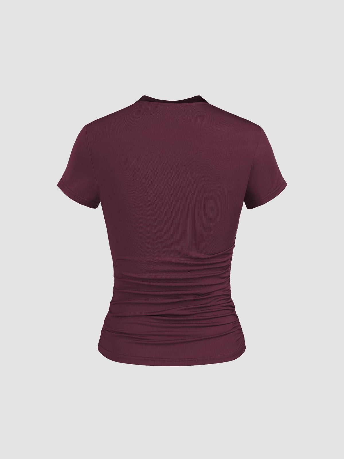 High Neck Ruched Short Sleeve Tee | TS56 - view 3