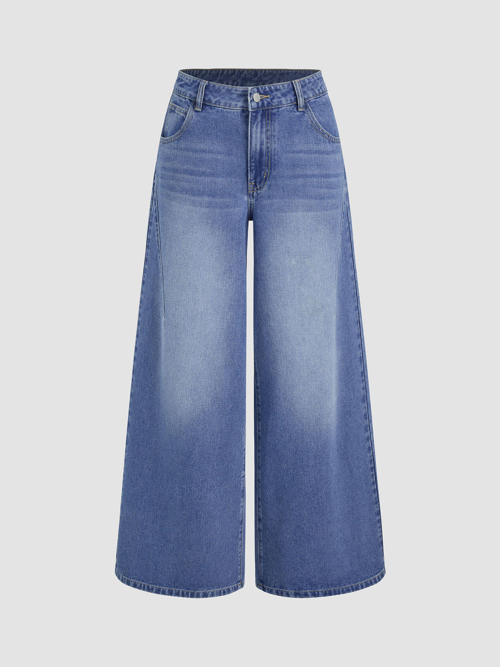 Denim Mid Rise Solid Wide Leg Jeans | WL90 - view 6
