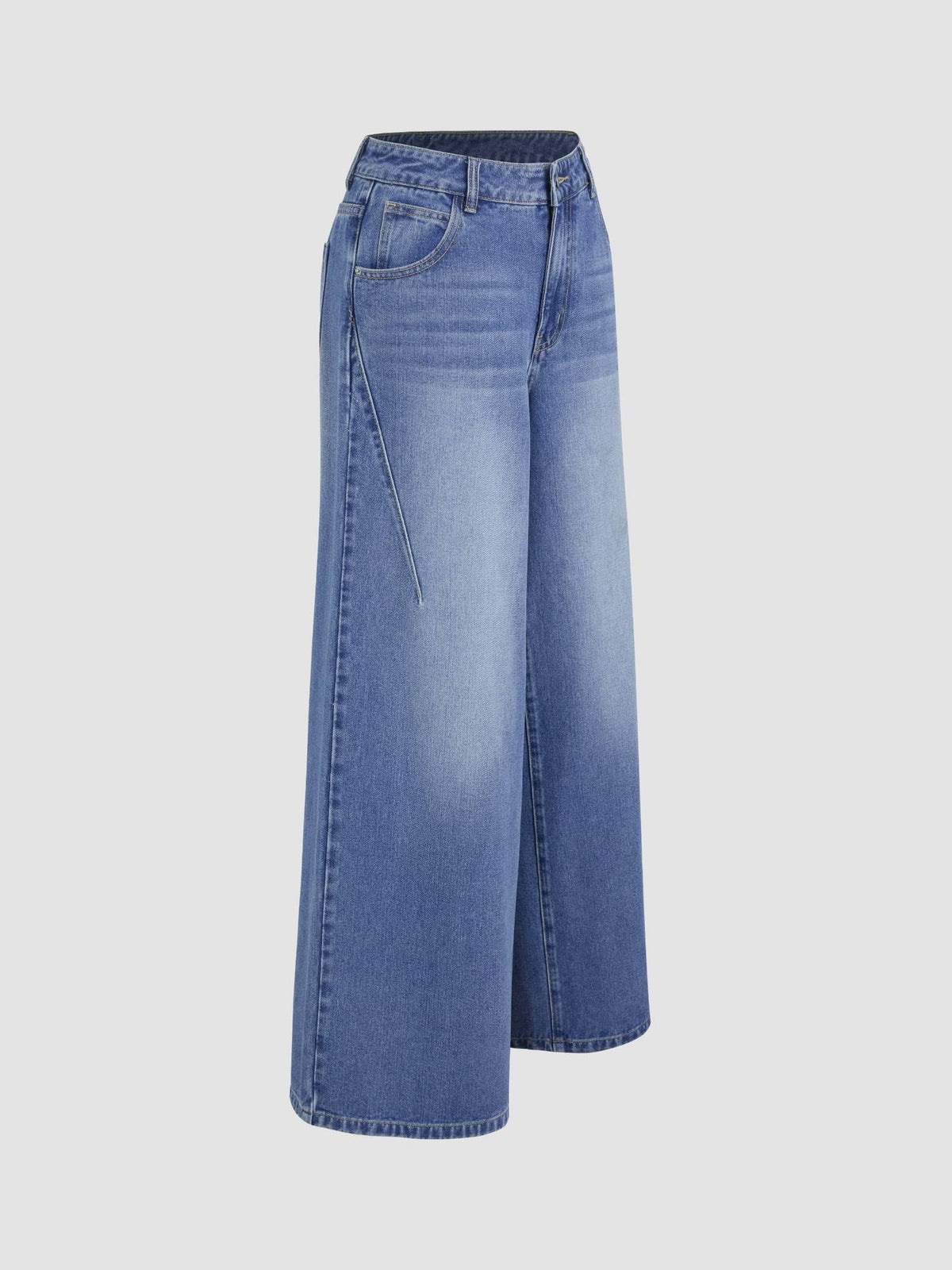 Denim Mid Rise Solid Wide Leg Jeans | WL90 - view 7